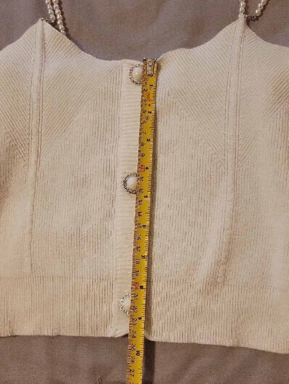 RIHOAS Cream Beaded-Strap Knit Crop Top - Picture 5 of 8